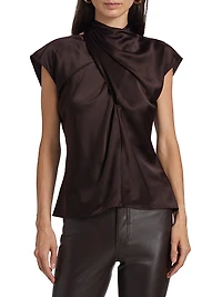 Leilany Silk-Blend Wrap Top