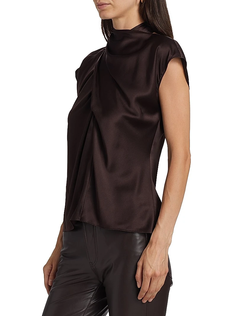 Leilany Silk-Blend Wrap Top