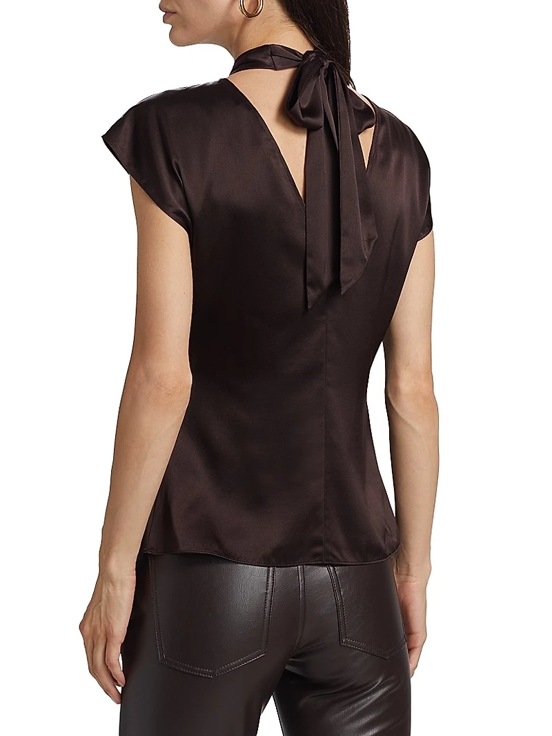 Leilany Silk-Blend Wrap Top