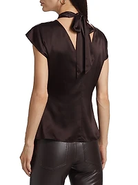 Leilany Silk-Blend Wrap Top