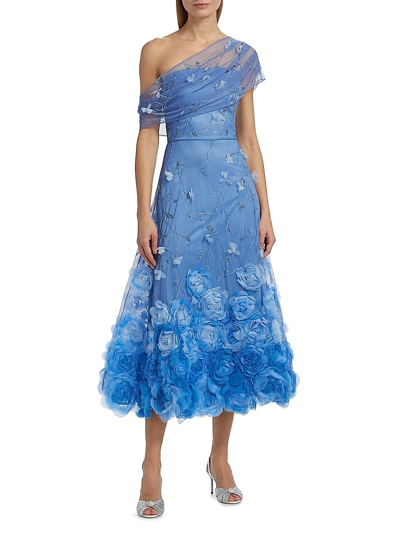 Meredith Floral One-Shoulder Cocktail Dress