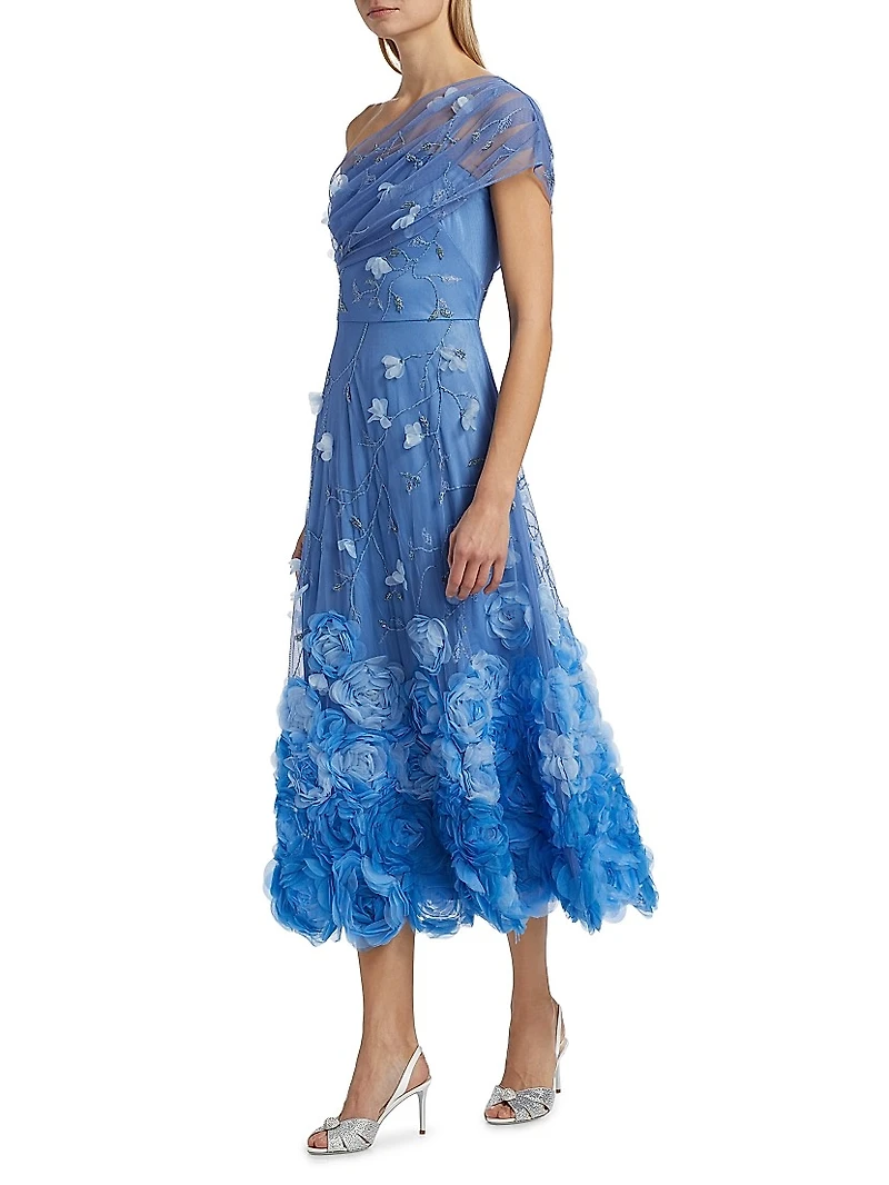 Meredith Floral One-Shoulder Cocktail Dress