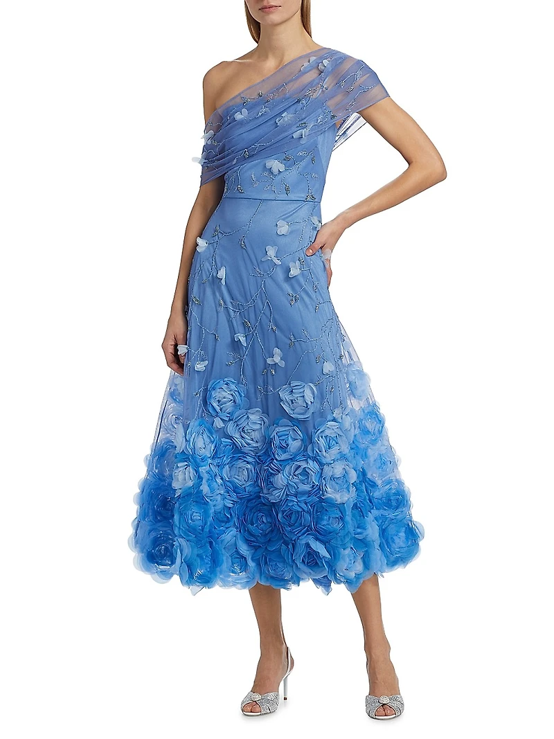 Meredith Floral One-Shoulder Cocktail Dress