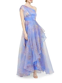 Augusta Floral Organza One-Shoulder Gown