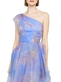 Augusta Floral Organza One-Shoulder Gown