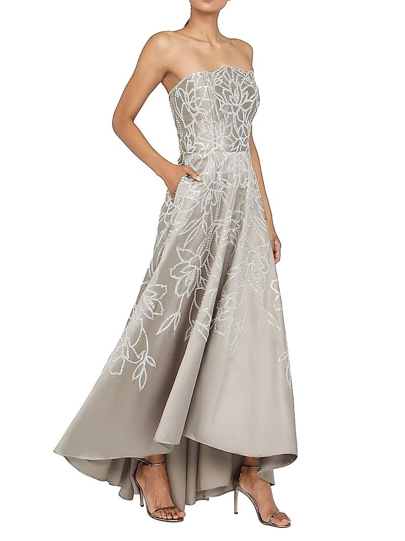 Pamela Embellished Mikado Strapless Gown