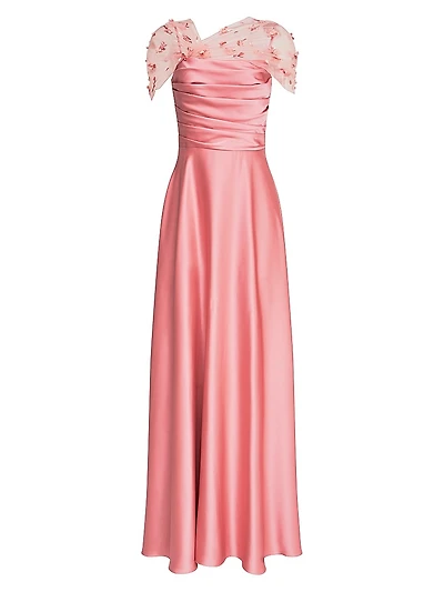 Luella Shawl Draped A-Line Gown