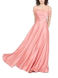 Luella Shawl Draped A-Line Gown