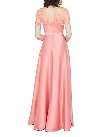 Luella Shawl Draped A-Line Gown
