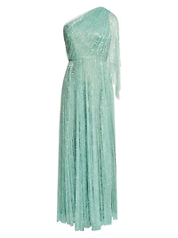Carol Sequined Tulle One-Shoulder Gown