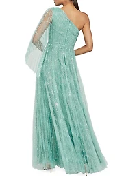Carol Sequined Tulle One-Shoulder Gown