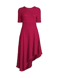 Tonal Textured Knit Modern-Fit Fit & Flare Midi-Dress