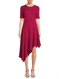 Tonal Textured Knit Modern-Fit Fit & Flare Midi-Dress