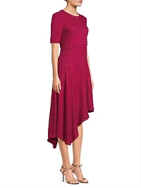 Tonal Textured Knit Modern-Fit Fit & Flare Midi-Dress