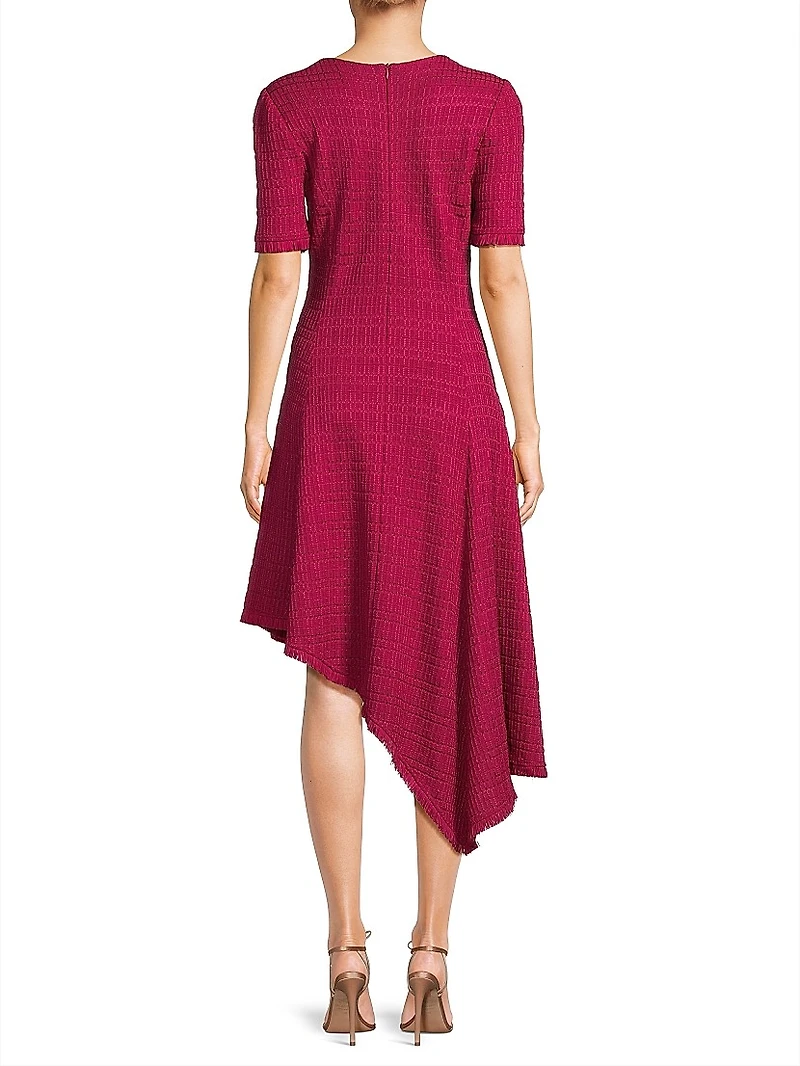 Tonal Textured Knit Modern-Fit Fit & Flare Midi-Dress