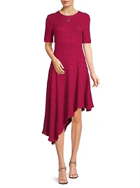 Tonal Textured Knit Modern-Fit Fit & Flare Midi-Dress