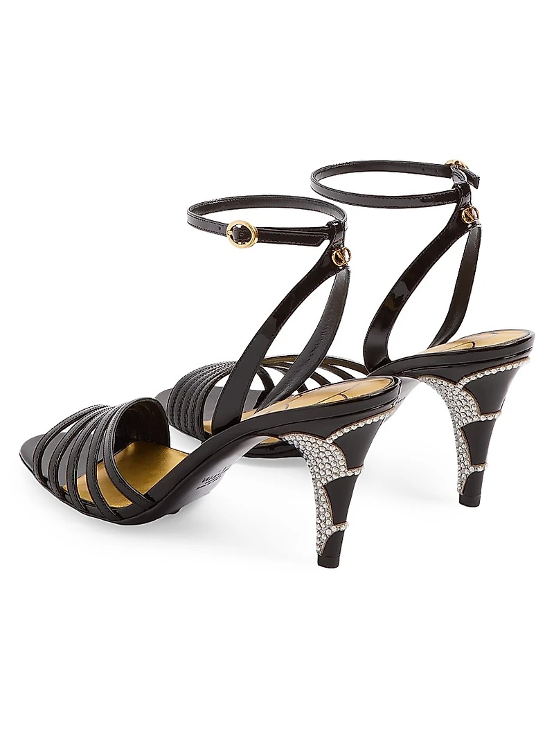 Ladycrush 85MM Patent Leather Sandals with Crystals