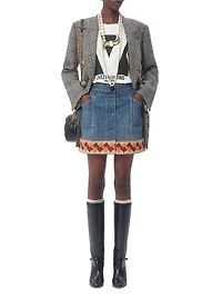 Denim Skirt with Jacquard Trims