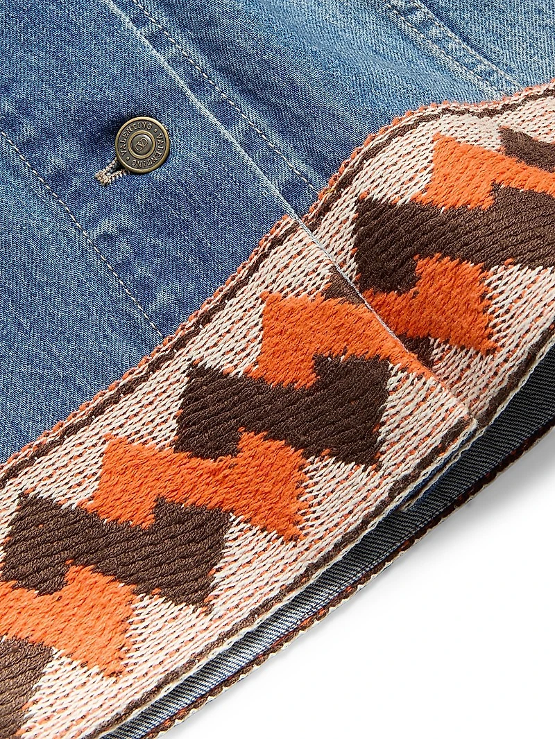 Denim Skirt with Jacquard Trims