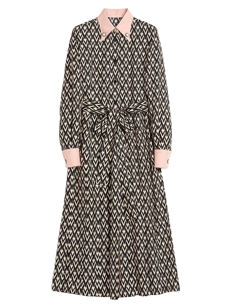 Twill Toute La V Midi Dress