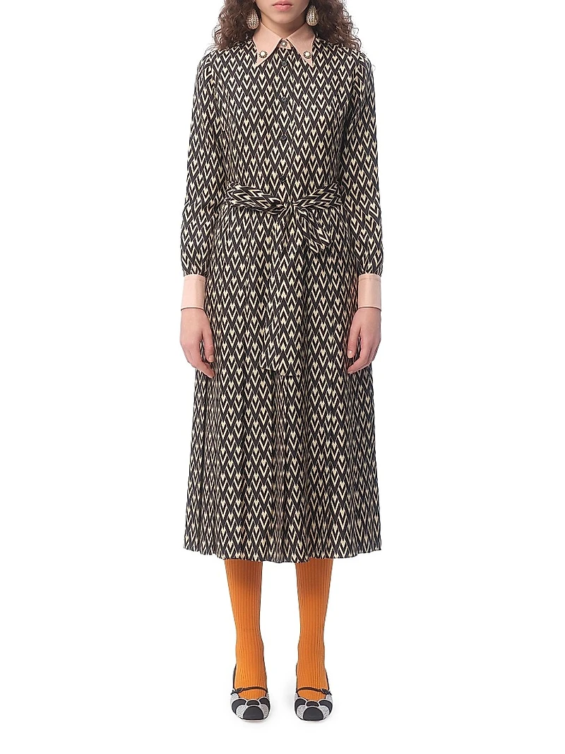 Twill Toute La V Midi Dress