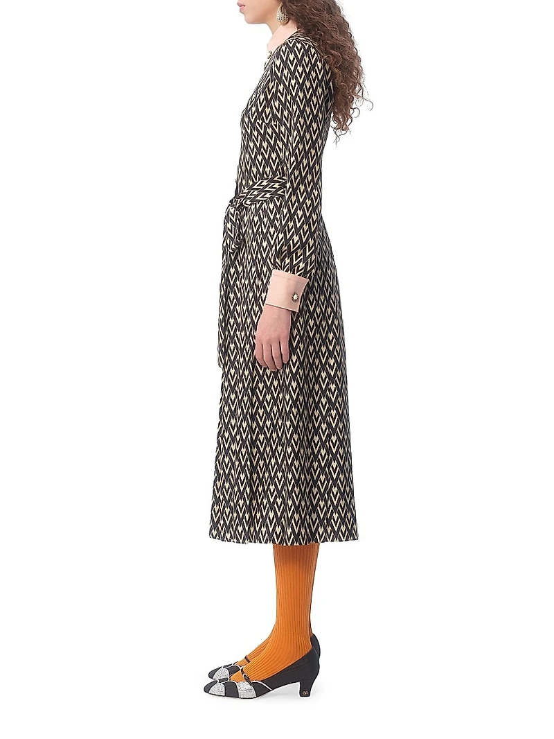 Twill Toute La V Midi Dress