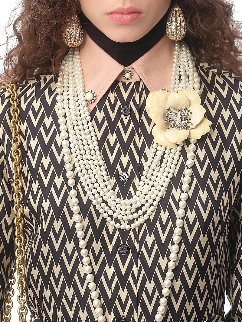 Twill Toute La V Midi Dress