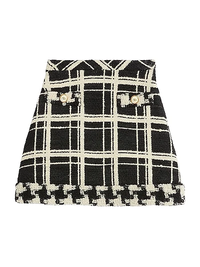 Macro Check Tweed Skirt