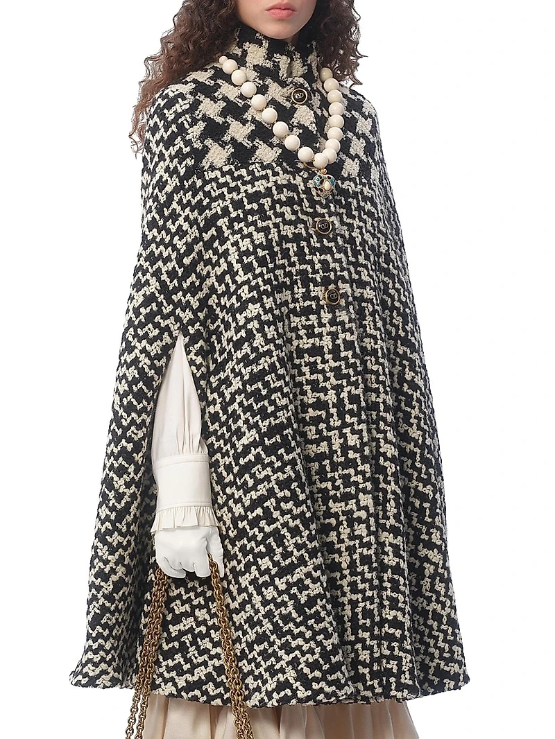 Geometric Tweed Cape