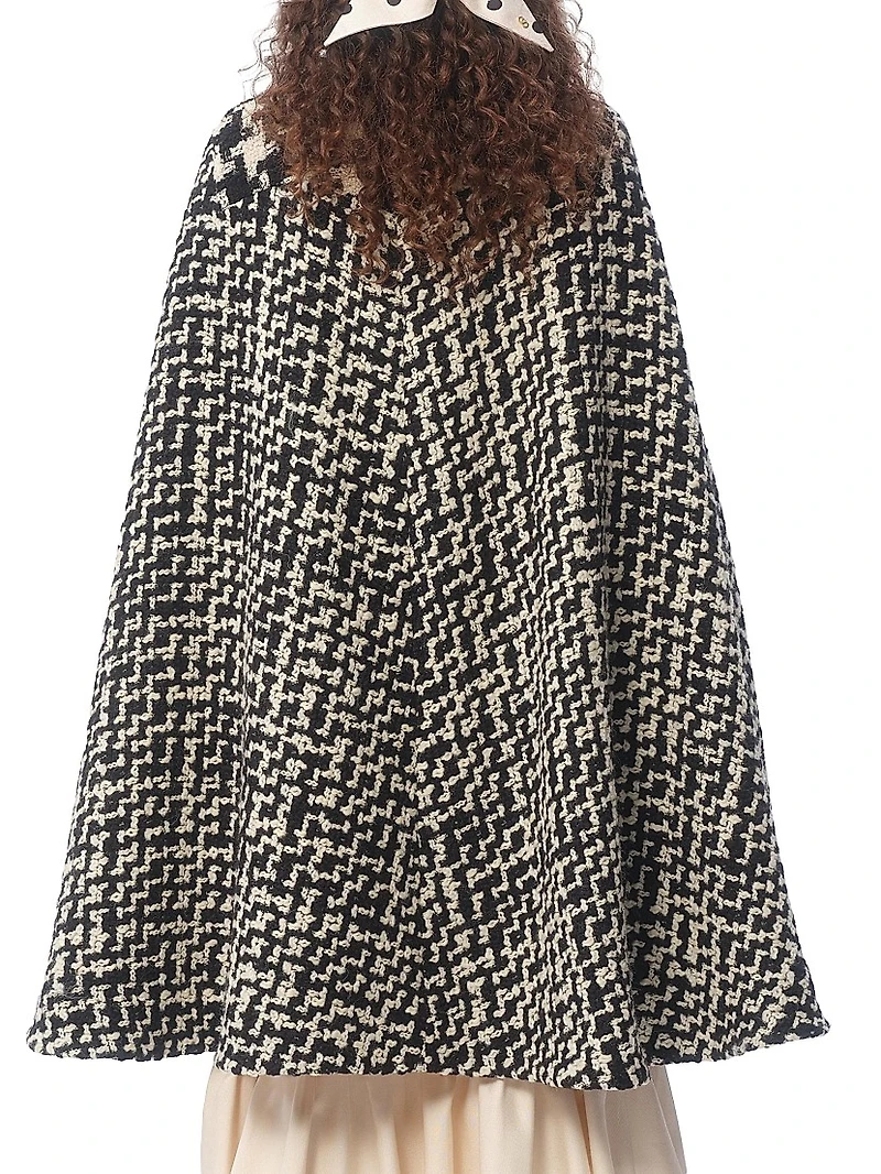 Geometric Tweed Cape