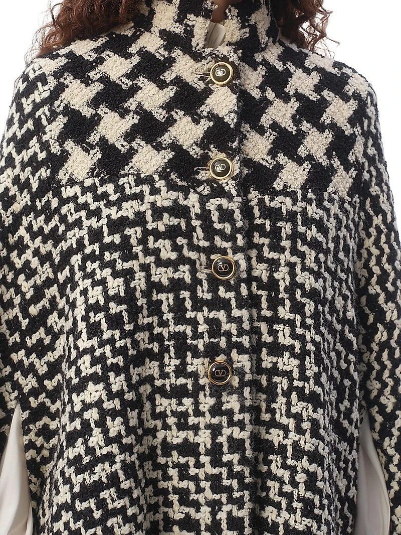 Geometric Tweed Cape