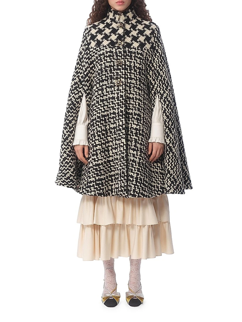 Geometric Tweed Cape
