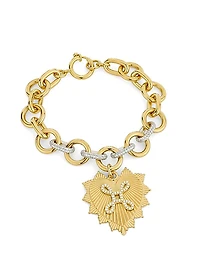 Heart Love Token Two-Tone 18K Gold & 1.81 TCW Diamond Charm Bracelet