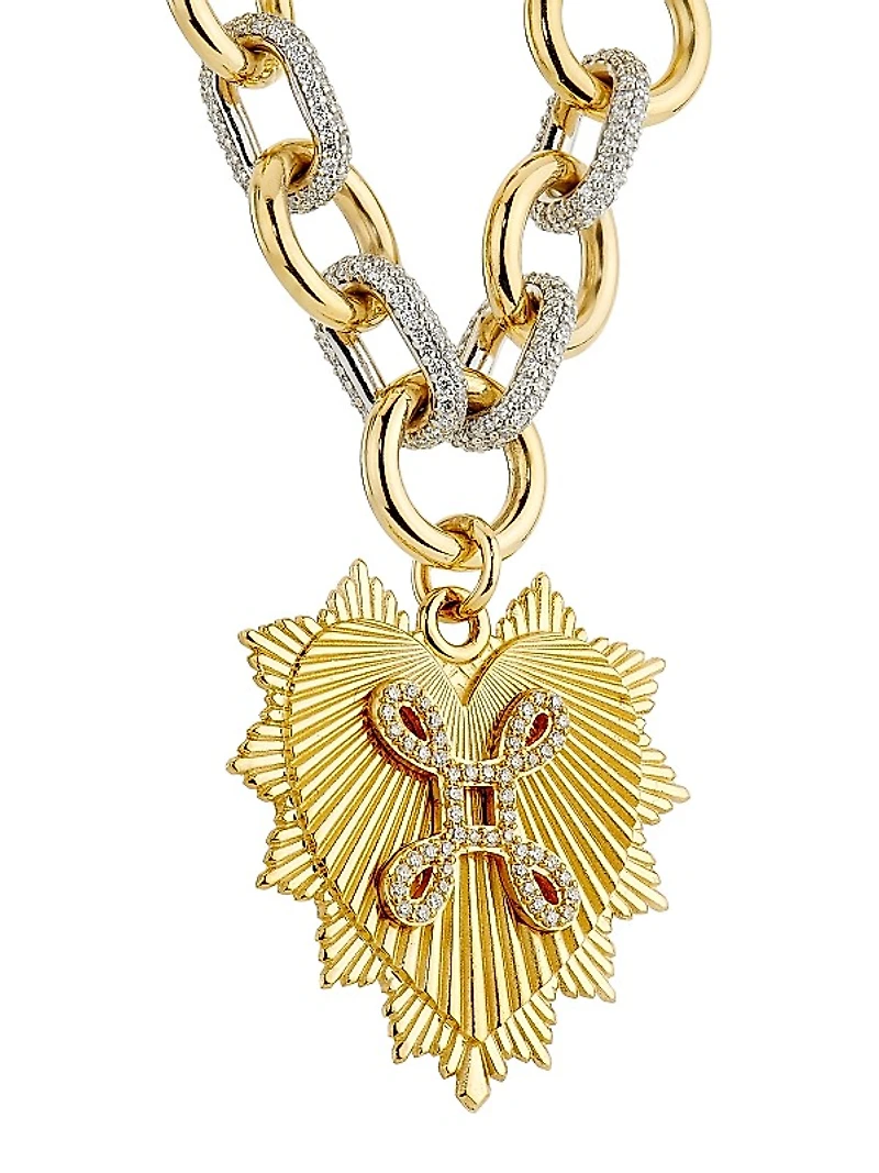 Heart Love Token Two-Tone 18K Gold & 1.81 TCW Diamond Charm Bracelet