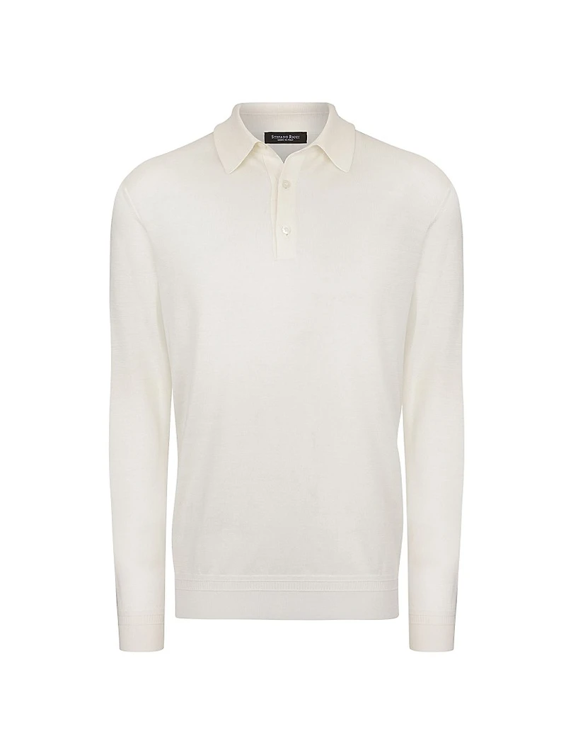 Silk Three-Button Polo Shirt