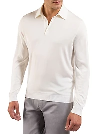 Silk Three-Button Polo Shirt