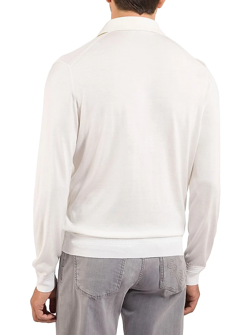 Silk Three-Button Polo Shirt