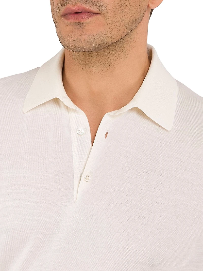 Silk Three-Button Polo Shirt
