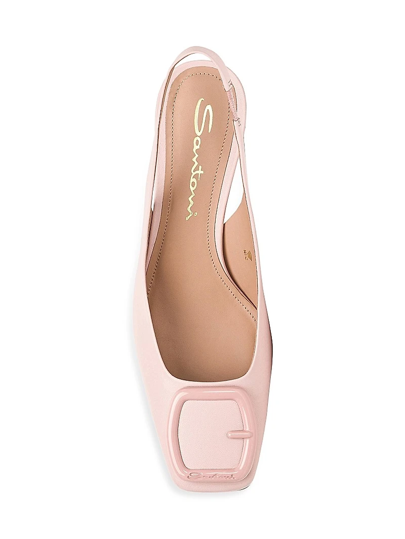 Lemon 50MM Buckle-Detailed Leather Slingback Pumps
