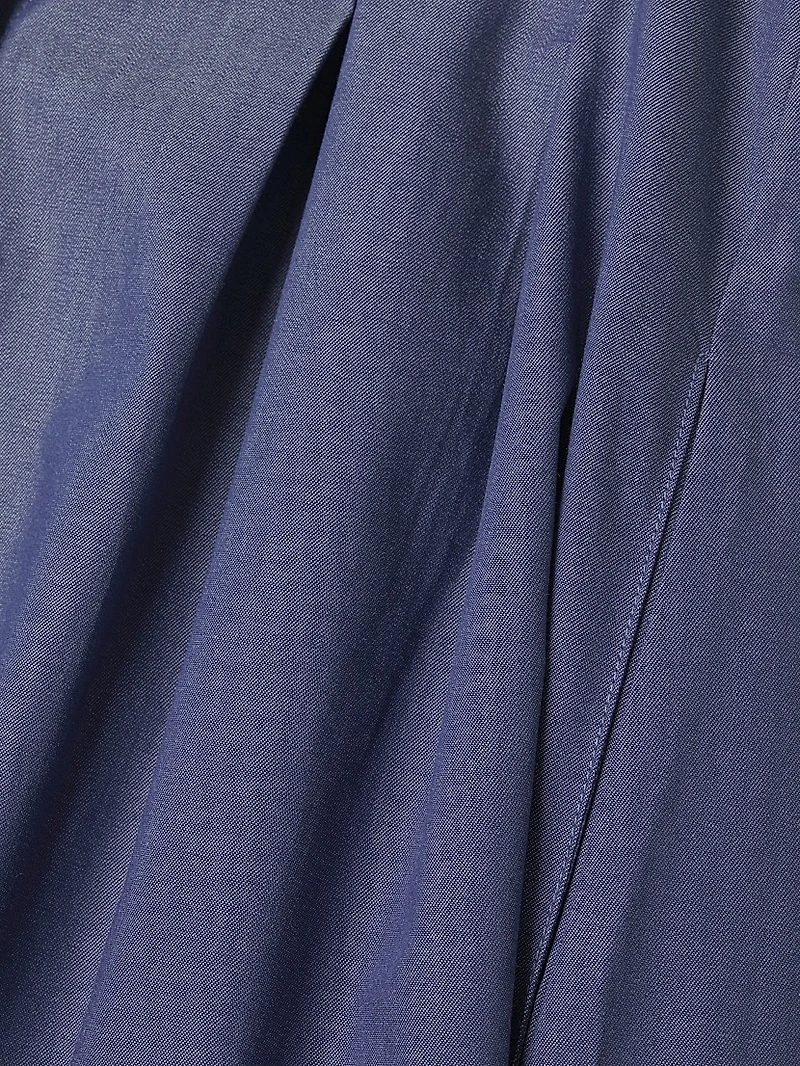 Pleated Cotton Modern Fit & Flare Dress