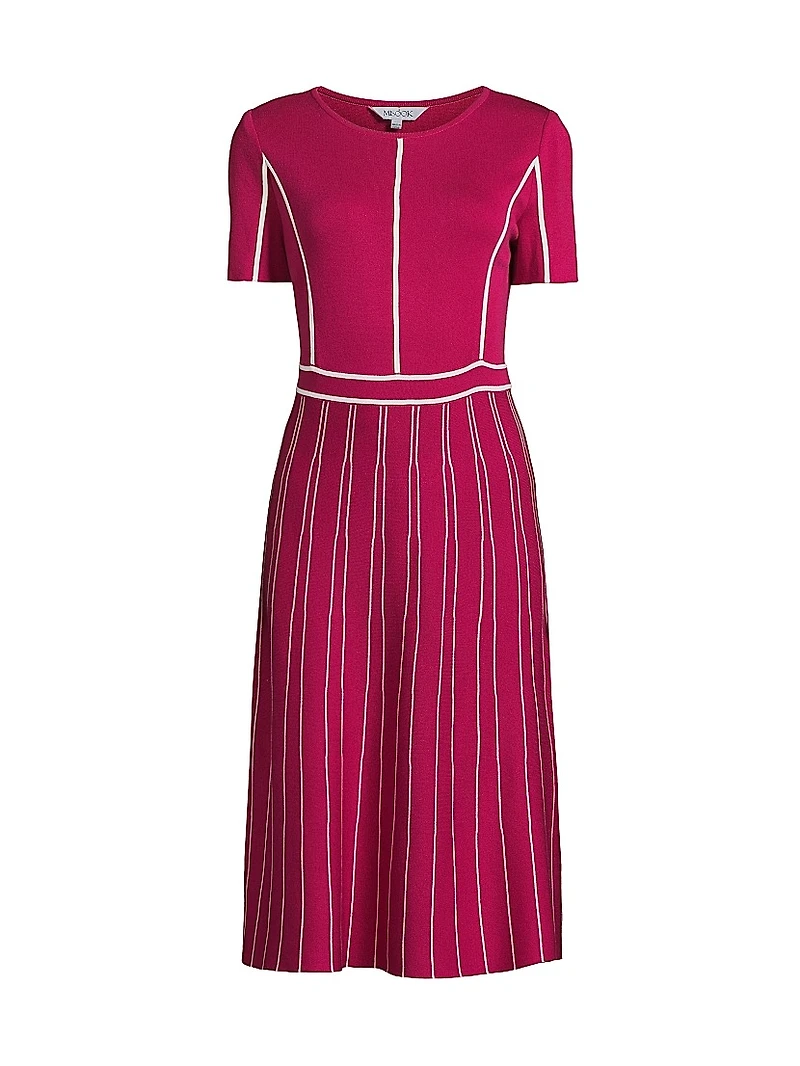 Contrast Striped Knit Modern-Fit A-Line Dress