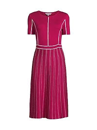 Contrast Striped Knit Modern-Fit A-Line Dress