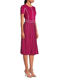 Contrast Striped Knit Modern-Fit A-Line Dress