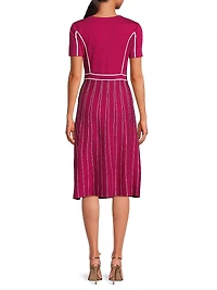 Contrast Striped Knit Modern-Fit A-Line Dress