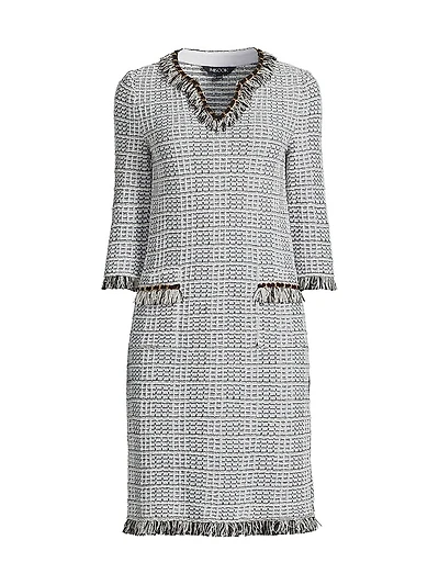 Chain & Fringe-Trim Knit Heritage-Fit Shift Dress