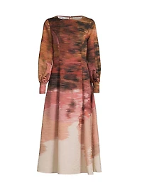 Abstract Print Modern-Fit A-Line Maxi Dress