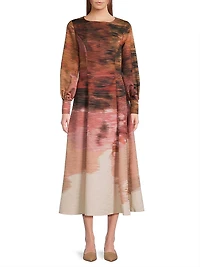 Abstract Print Modern-Fit A-Line Maxi Dress