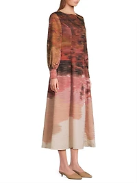 Abstract Print Modern-Fit A-Line Maxi Dress