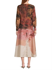 Abstract Print Modern-Fit A-Line Maxi Dress