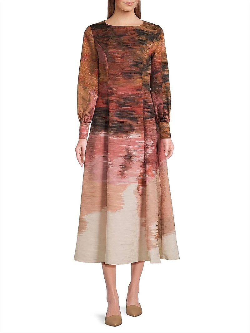 Abstract Print Modern-Fit A-Line Maxi Dress